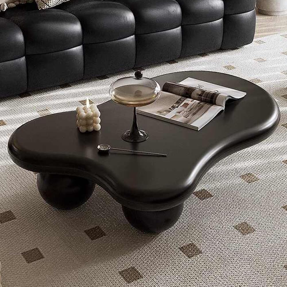 Cloud Coffee Table for Living Room Modern Irregular Coffee Table Asymmetrical Unique Center Table (A Black 46in)