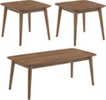 Coaster Home Furnishings - Radley - Wood - 3-Piece Rectangular Coffee Table Set with Chamfered Edges and Flared Legs - Mid-Century Modern Style - Living Room- Natural Walnut - 753524