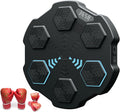 Music Boxing Machine,Interactive Boxing Target with LED Display and Gloves,Wall Mounted Punching Pad with Adjustable Height for Home,Black,2 Red Gloves
