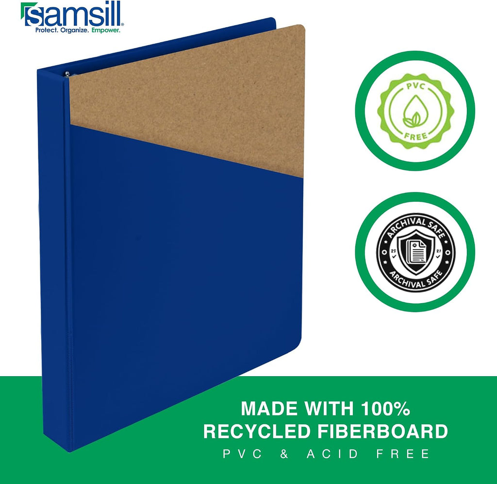 Samsill 1 Inch 3 Ring Binders, Made in USA, Economy Round Ring, Clear View Cover, 200 Sheet Capacity - for School, Home, Office - Blue, 24 Pack