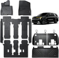 Floor Mats for 2022 2023 2024 2025 2026 KIA Carnival 8 Seats (Non Hybrid) with Trunk Mat & Backrest Mat TPE All Weather Protection Car Floor Liners with Cargo Liners Covering The Backrest
