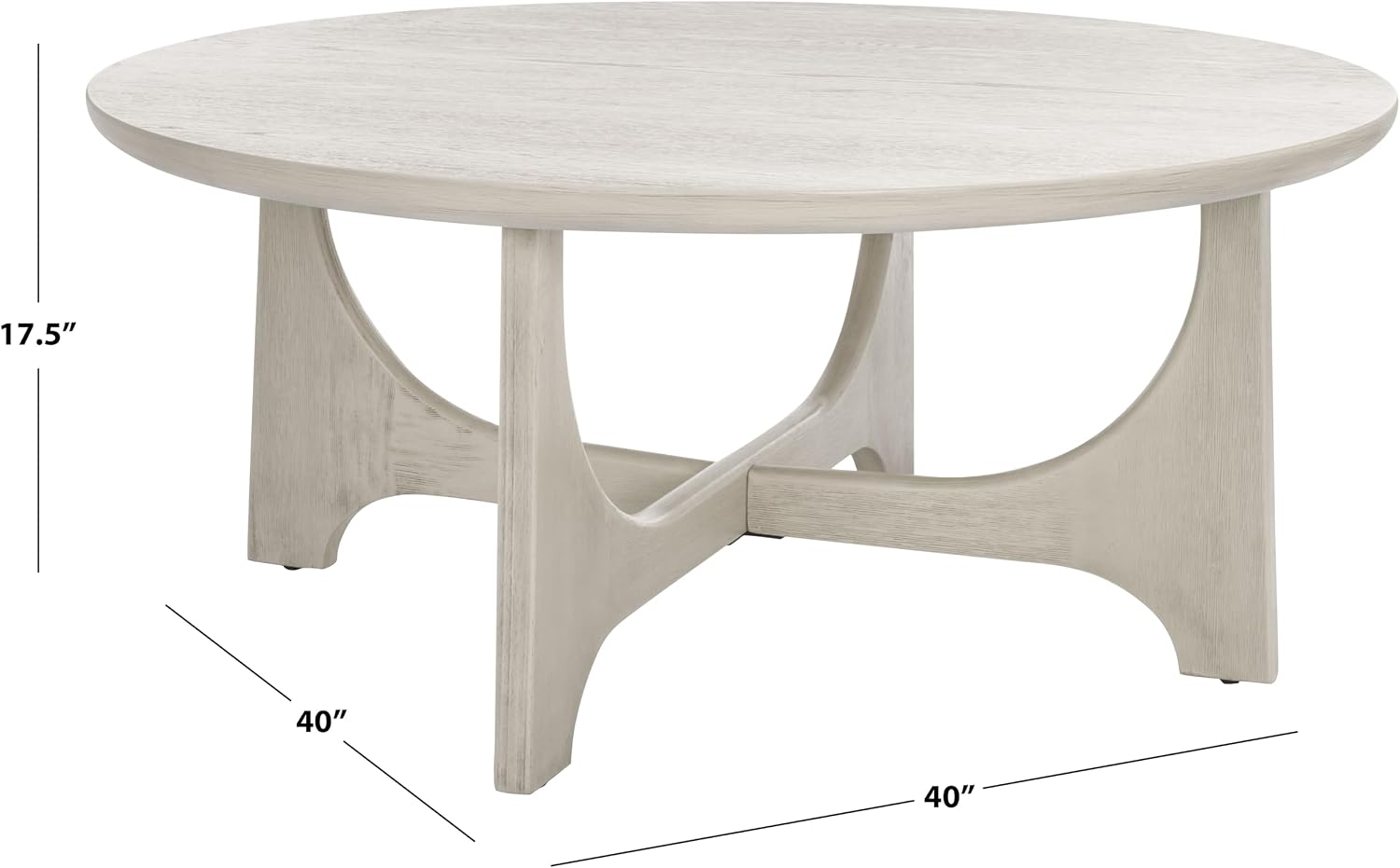SAFAVIEH Furniture - Sasha Wood Coffee Table - White Washed - Wood - Modern Round Design - Ideal for Living Room, Family Room, Lounge, 40'W x 40'D x 17.5'H (SFV2128A)