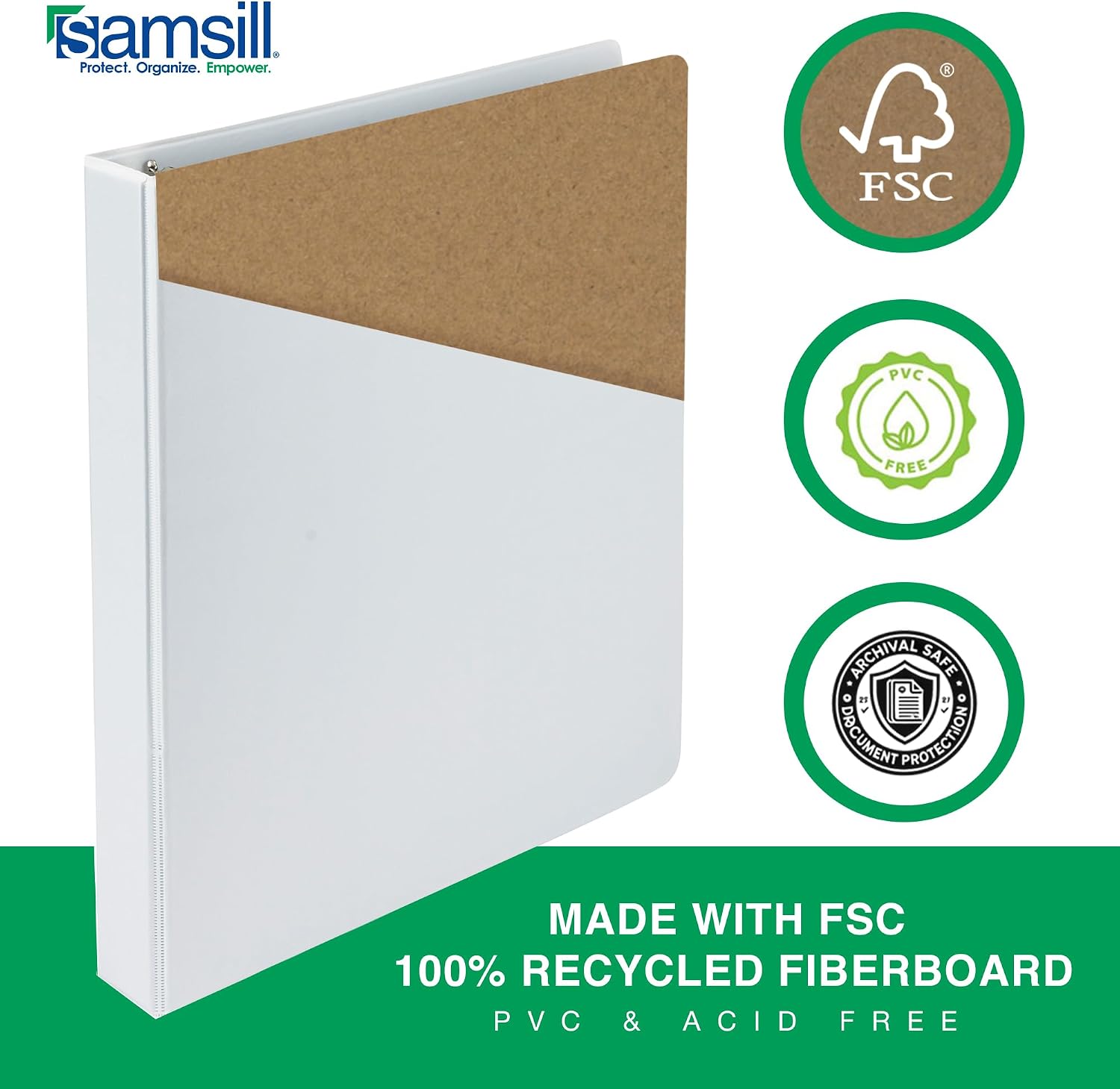 Samsill 1 Inch 3 Ring Binders, Made in USA, Economy Round Ring with Clear View Cover, 200 Sheet Capacity, White, Pallet of 864 Binders in 36 Cartons