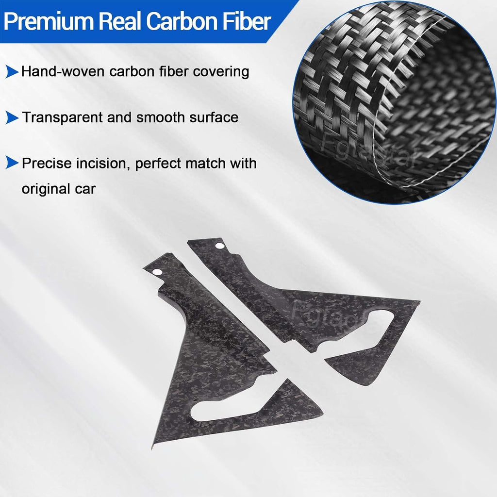 Real Carbon Fiber Engine Bay Panel Cover Compatible with Chevrolet Corvette C8 2020-2026, Front Hood Lift Supports Shock Struts Base Trim Cover Accessories 2Pcs (Forged Grain)