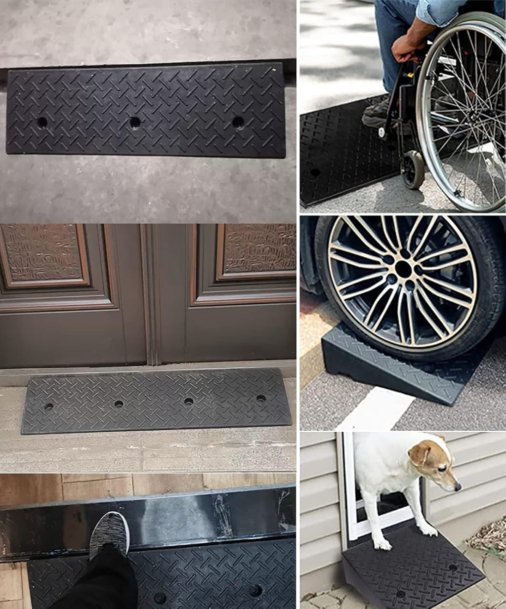 Heavy-Duty Driveway Ramp, 2'/2.3'/2.7'/3'/3.5' Rise Height Sidewalk Threshold/Kerb Ramps Kit, Car Garage Bathroom Stable Walker Ramp(6cm(2 3/8'))