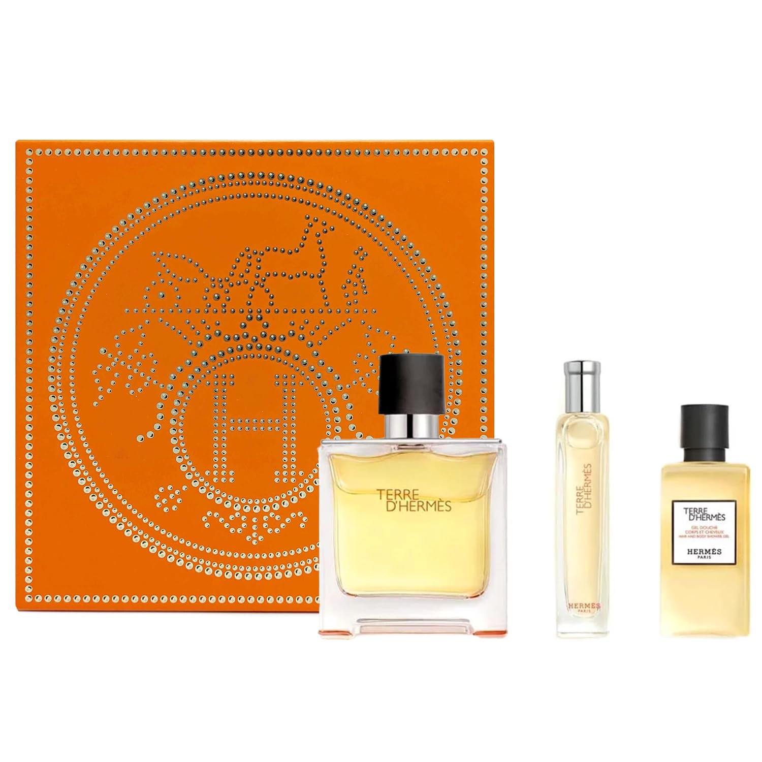 Hermes Terre d'Hermes Gift Set for Men (Eau de Parfum 2.5 fl. oz + EDP Mini 0.5 fl. oz + Shower Gel 1.35 fl. oz)