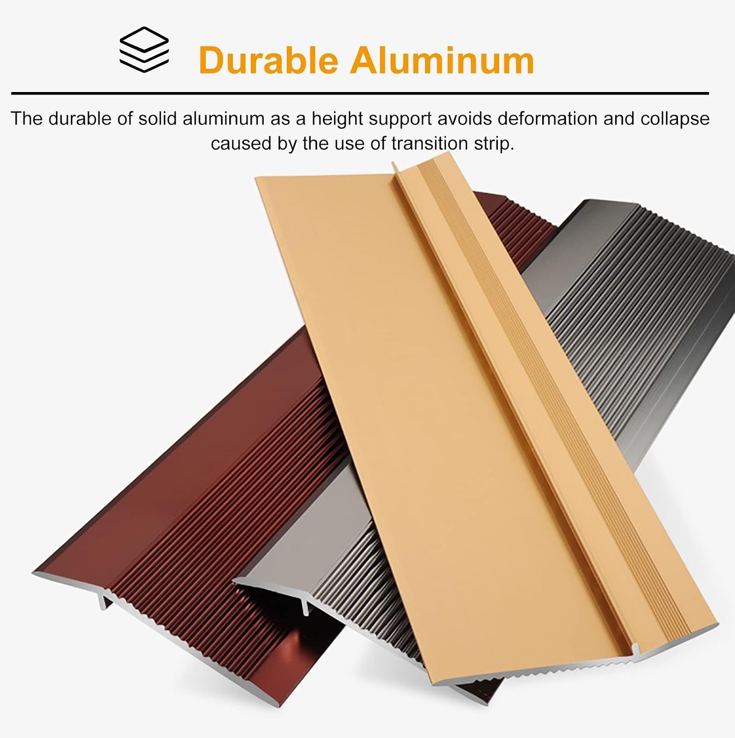 Floor Transition Strips ， Aluminum Alloy Threshold for Wood to Tile, Doorways, Laminate to Hardwood