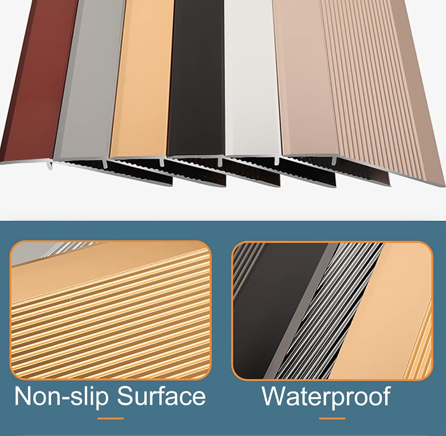 Floor Transition Strips ， Aluminum Alloy Threshold for Wood to Tile, Doorways, Laminate to Hardwood