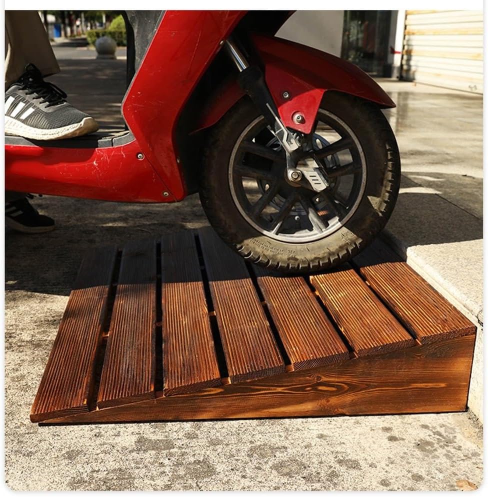 Wooden Threshold Ramp, 4' Rise Portable Doorway Ramp，Anti-Slip Curb Ramp for Wheelchair, Walker, Cart, Scooter, Front Door, Yard, Doorways