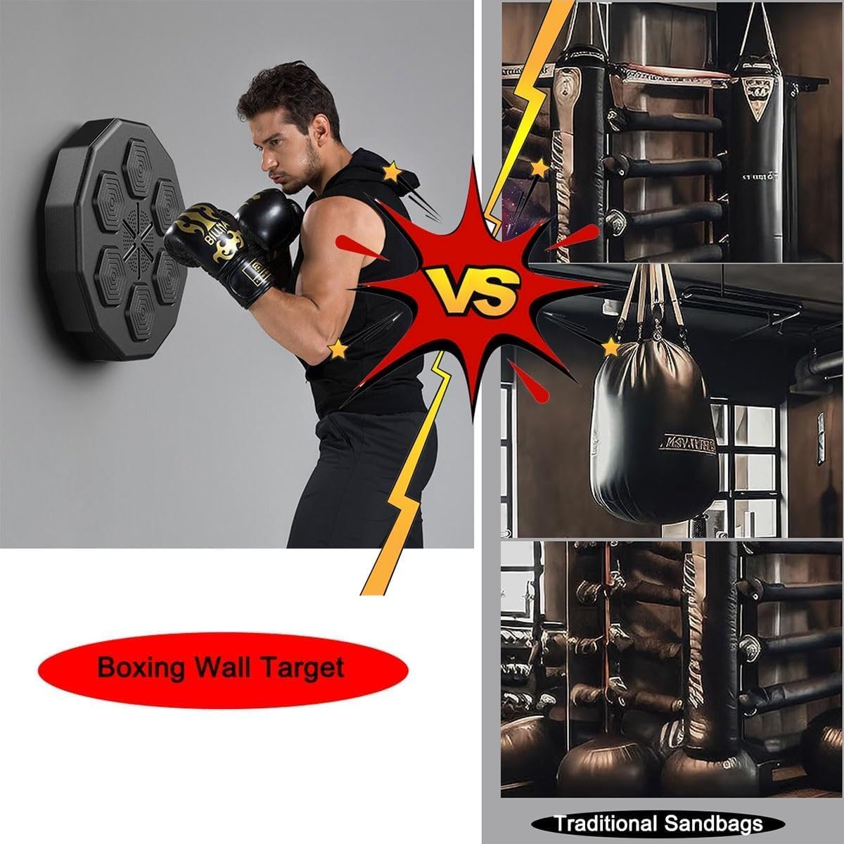Boxing Machine with Music Home Wall Mount Punching Sports Equipment Portable Electronic Smart Focus Agility Training Target Punching Pads for Home Workout and Family Fun Gift