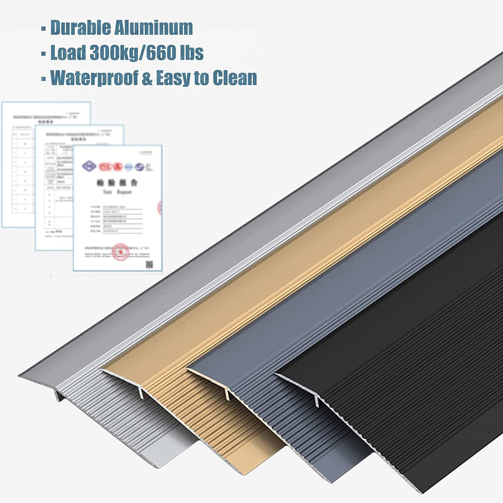 Doorway Uneven Floor Transition Strip, Metal Floor Transition Strip Wood to Tile, Extra Wide 10cm Doorway Thresholds Ramp for Uneven Floors, Non-Slip Reducer Flute with Groove