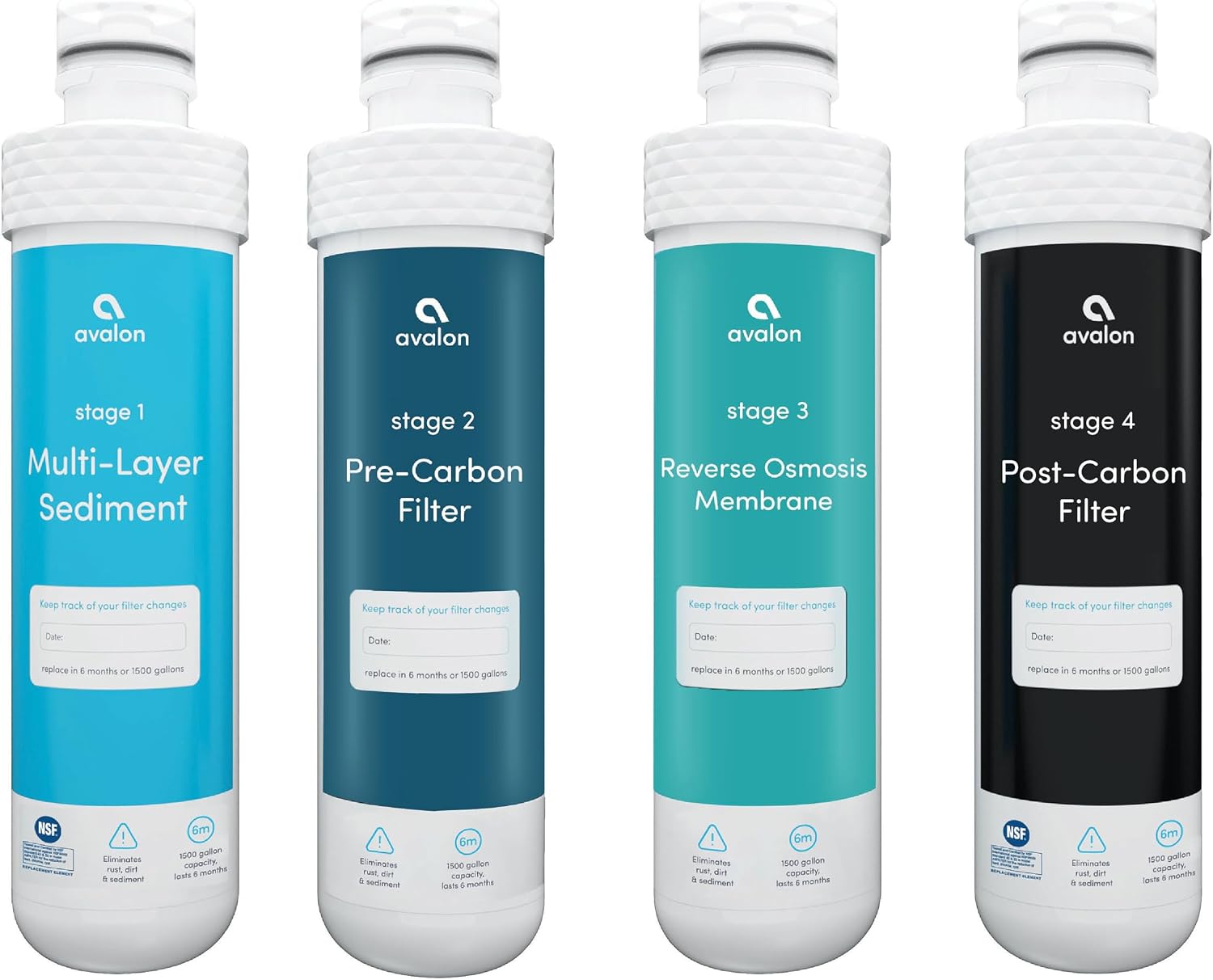 Avalon Genuine 4 Stage Reverse Osmosis Replacement Filters for Avalon Branded Bottleless RO Water Coolers, Patended,4 Count (Pack of 1), White