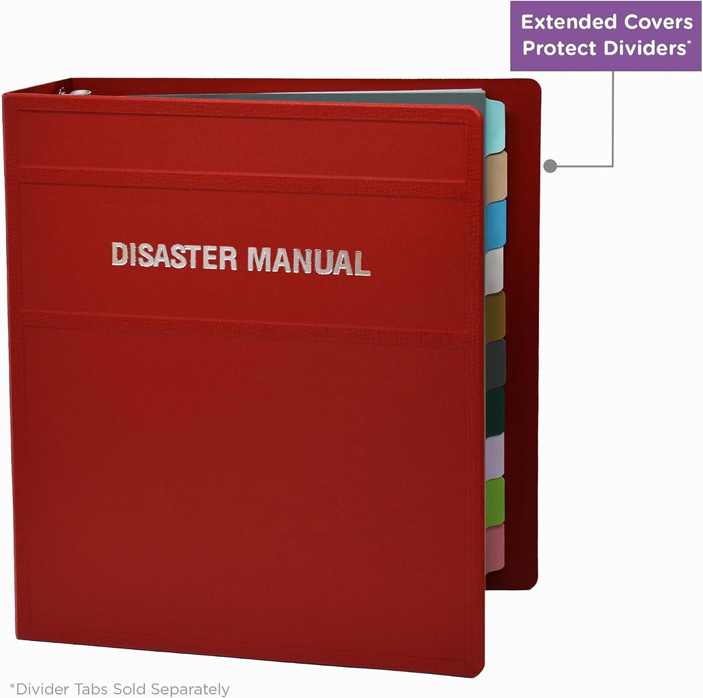 Carstens 2-Inch Heavy Duty Disaster Manual Round Ring Binder – Side Opening, Brick Red, Case of 16, Durable Plastic, No Pockets, Holds 300 Sheets, Made in USA (1771-3RCS)