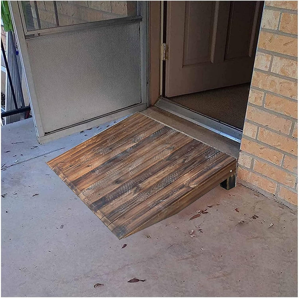 4' 7' 8' 10' 12' Rise Rustic Wood Threshold Ramp for Home/Front Door/Yard/Doorways, Wheelchairs Walkers Car Motorcycle Entry Steps Transition Ramp, (Size : 35.4x27.5x7in/90x70x18c