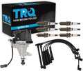 TRQ Ignition Coil and Spark Plug Kit 8 Piece Distributor Spark Plug Wires Compatible with 2002-2004 Nissan Frontier 2003-2004 Xterra