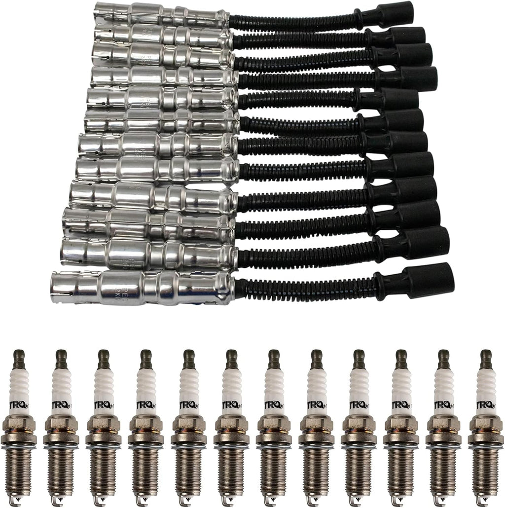 TRQ Spark Plug Kit 13 Piece Iridium Spark Plugs Compatible with 2005-2006 Chrysler Crossfire 2002-2004 Mercedes-Benz SLK32 AMG