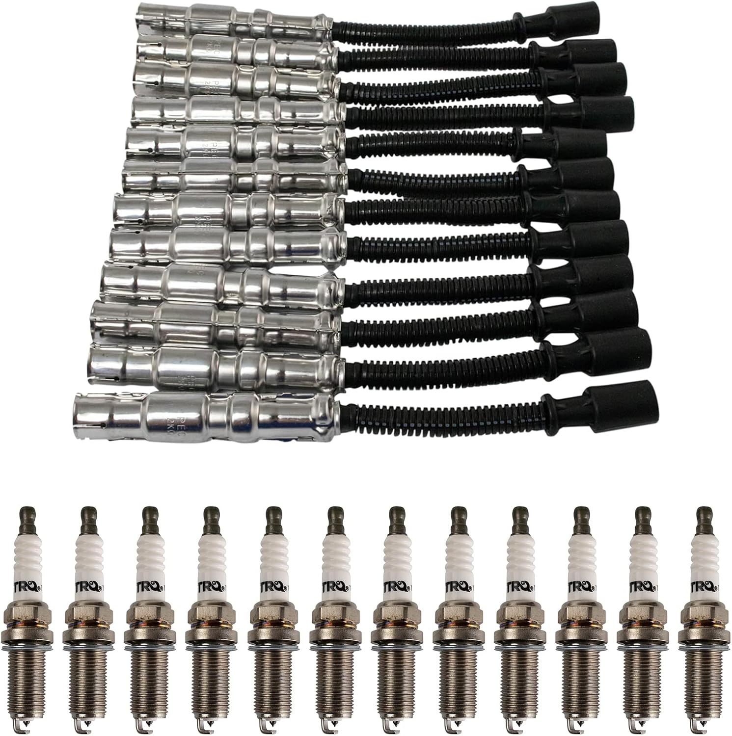 TRQ Spark Plug Kit 13 Piece Iridium Spark Plugs Compatible with 2005-2006 Chrysler Crossfire 2002-2004 Mercedes-Benz SLK32 AMG