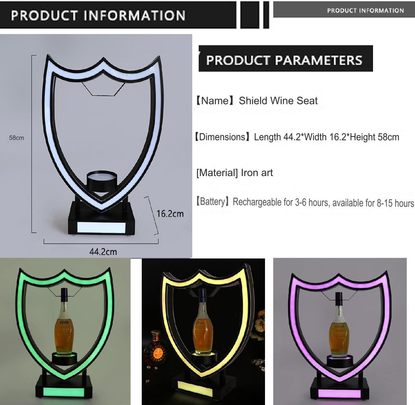Bottle Service Sign Vip,Champagne Wine Rack Standing Display LED,Champagne Bottle Presenter,Suitable for Club, Bar, Party, Wedding Decoration Adult Party Favors,Multi