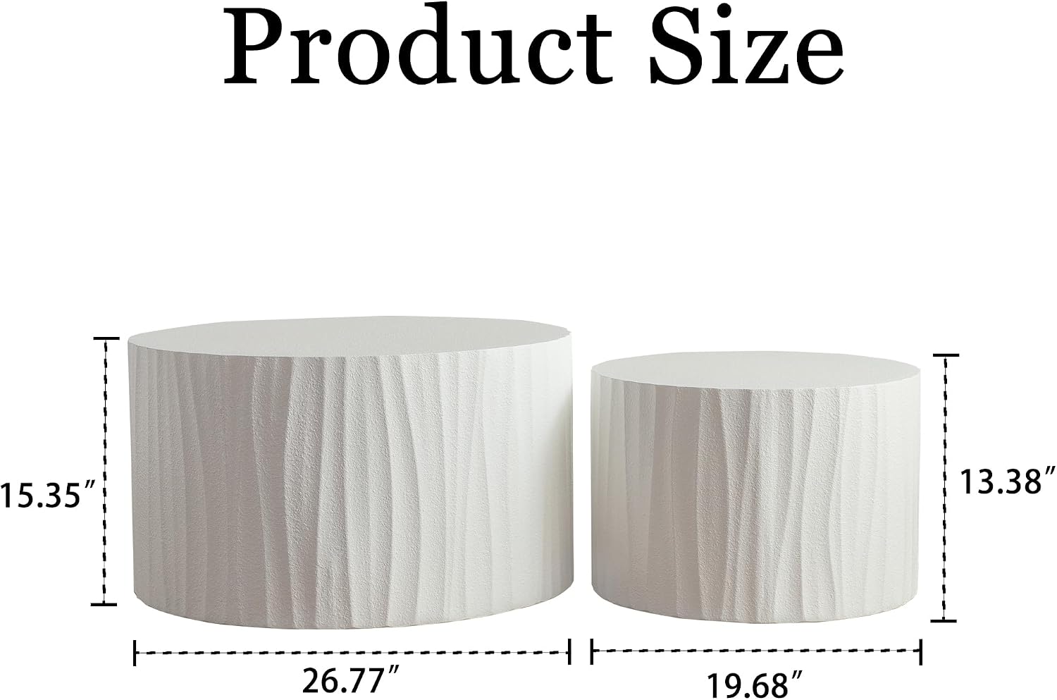 Nesting Coffee Table Set of 2 Round Wooden Coffee Tables Circle Modern Table for Living Room Bedroom Accent End Side Table White