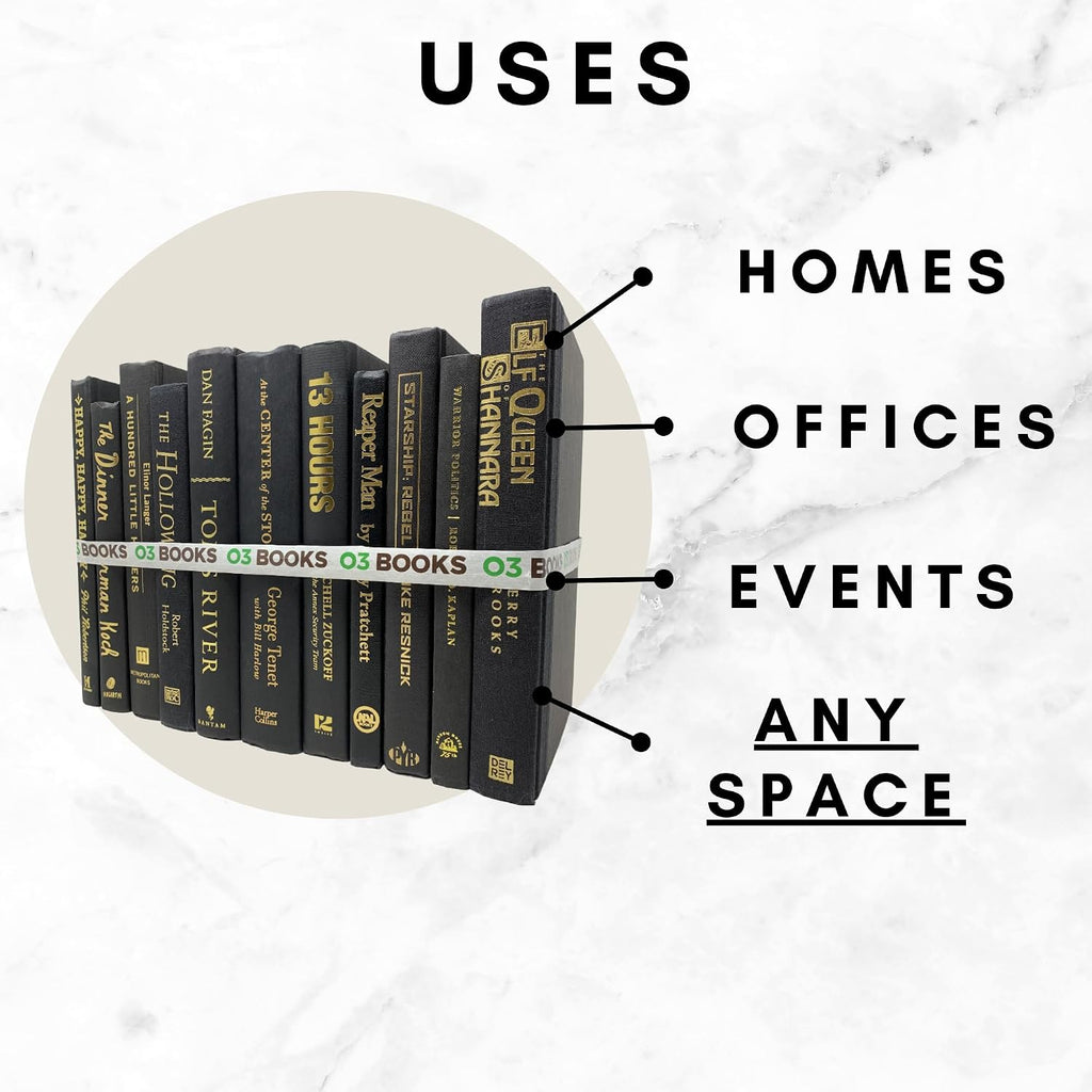Curated Decorative Books Hardcover Décor Books for Home Décor, Choose Color, Interior Design, Office, Wedding Display, Instant Library, or Staging (Three Feet, White/Creme)