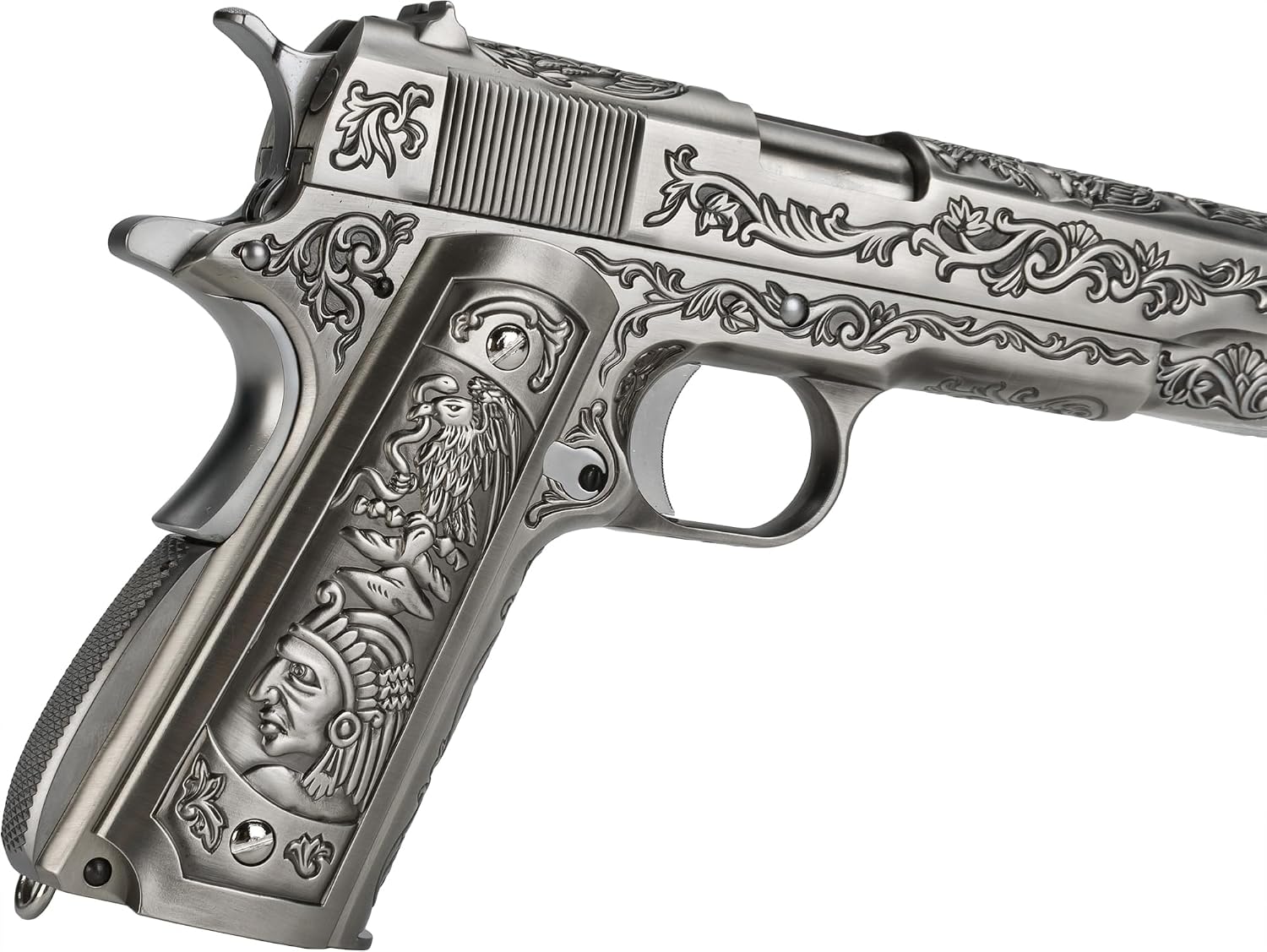 Evike Airsoft - WE-Tech Heavy Weight Filigree Airsoft 1911 Gas Blowback GBB Airsoft Pistol