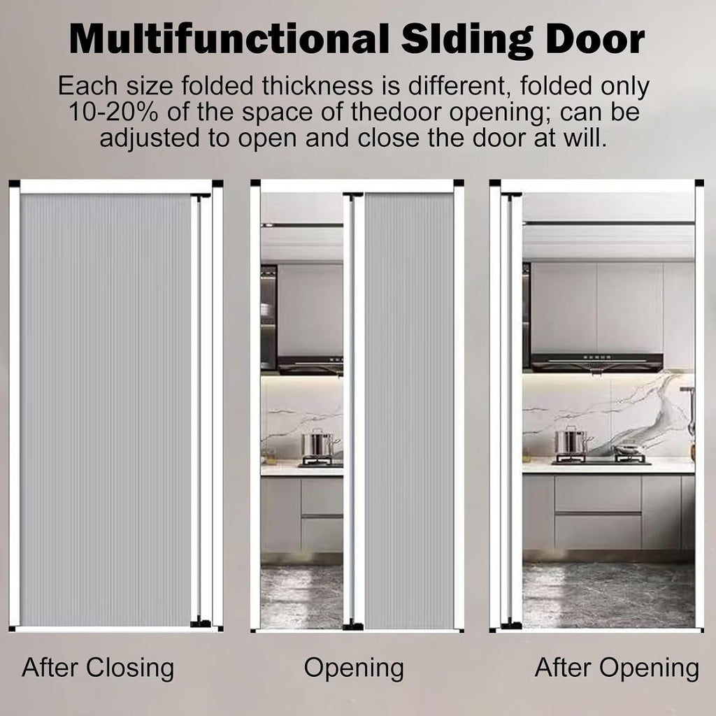 22x56in Accordion Door, Aluminum Frame with Waterproof,Heat-Insulating Cellular Fabric, Pleated Folding & Retractable Doors for Closet/Doorway/Bedroom/Bathroom/Living, Closets Gray