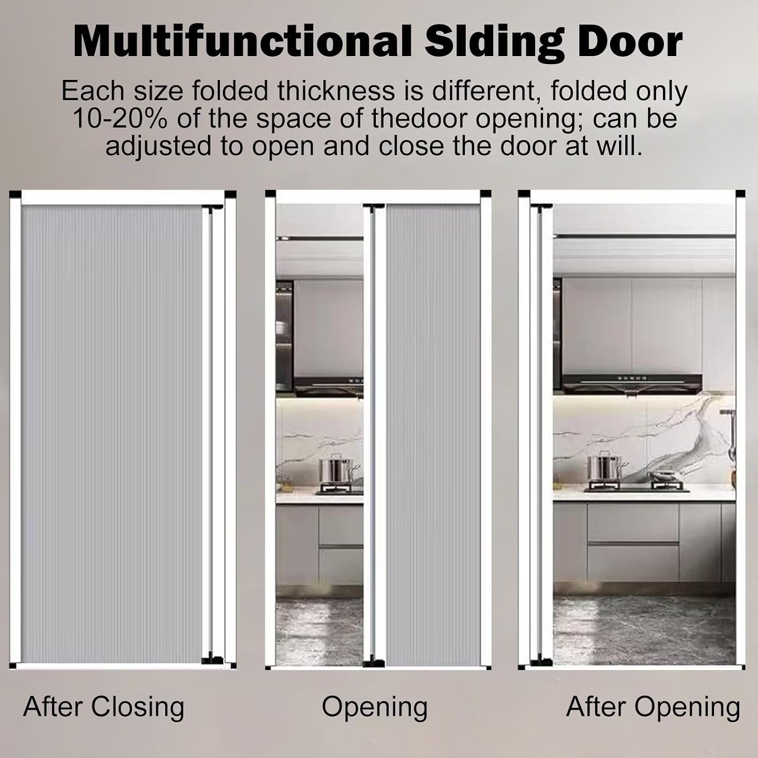 22x56in Accordion Door, Aluminum Frame with Waterproof,Heat-Insulating Cellular Fabric, Pleated Folding & Retractable Doors for Closet/Doorway/Bedroom/Bathroom/Living, Closets Gray