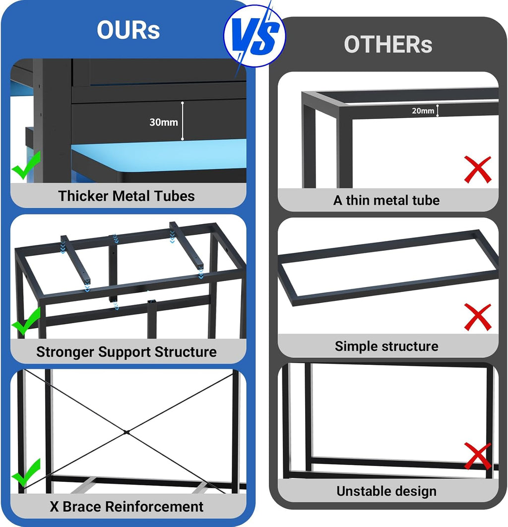 iSunirm 40-50 Gallon Fish Tank Stand, Aquarium Stand with Cabinet Accessories Storage, Heavy Duty Metal Frame, Reptile Terrarium Stand, 37.5' L*18.89' W Tabletop, 880LBS Capacity, Black