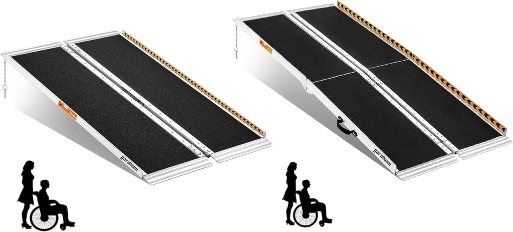 Bundled Wheelchair Ramps 4FT 5FT, gardhom 800Lbs Aluminum Portable Folding Handicap Ramp Wheel Chair Ramp for Home Entrance Threshold Doorways Stairs Curbs Scooter