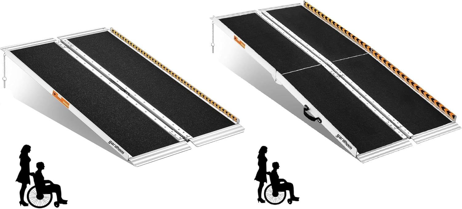 Bundled Wheelchair Ramps 4FT 5FT, gardhom 800Lbs Aluminum Portable Folding Handicap Ramp Wheel Chair Ramp for Home Entrance Threshold Doorways Stairs Curbs Scooter