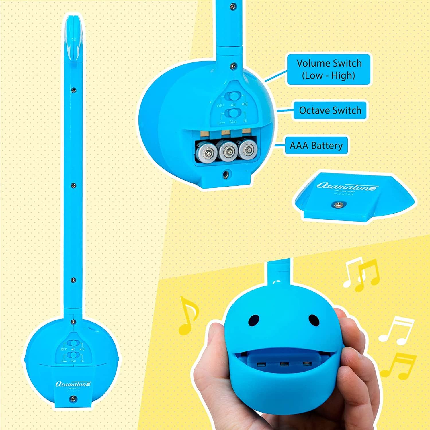 Otamatone Black + Blue Electronic Musical Instrument Portable Synthesizer Collector's Set Deluxe + Regular 2 Pc Set