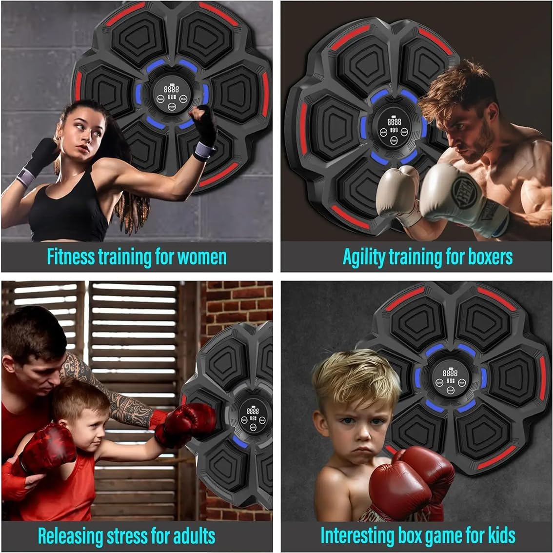Boxing Training Workout Equipment,Smart Boxing Machine Wall Mounted Music, Electronic Boxing Punching Pad with Gloves, Upgraded Boxing Training Equipment for Home Gym