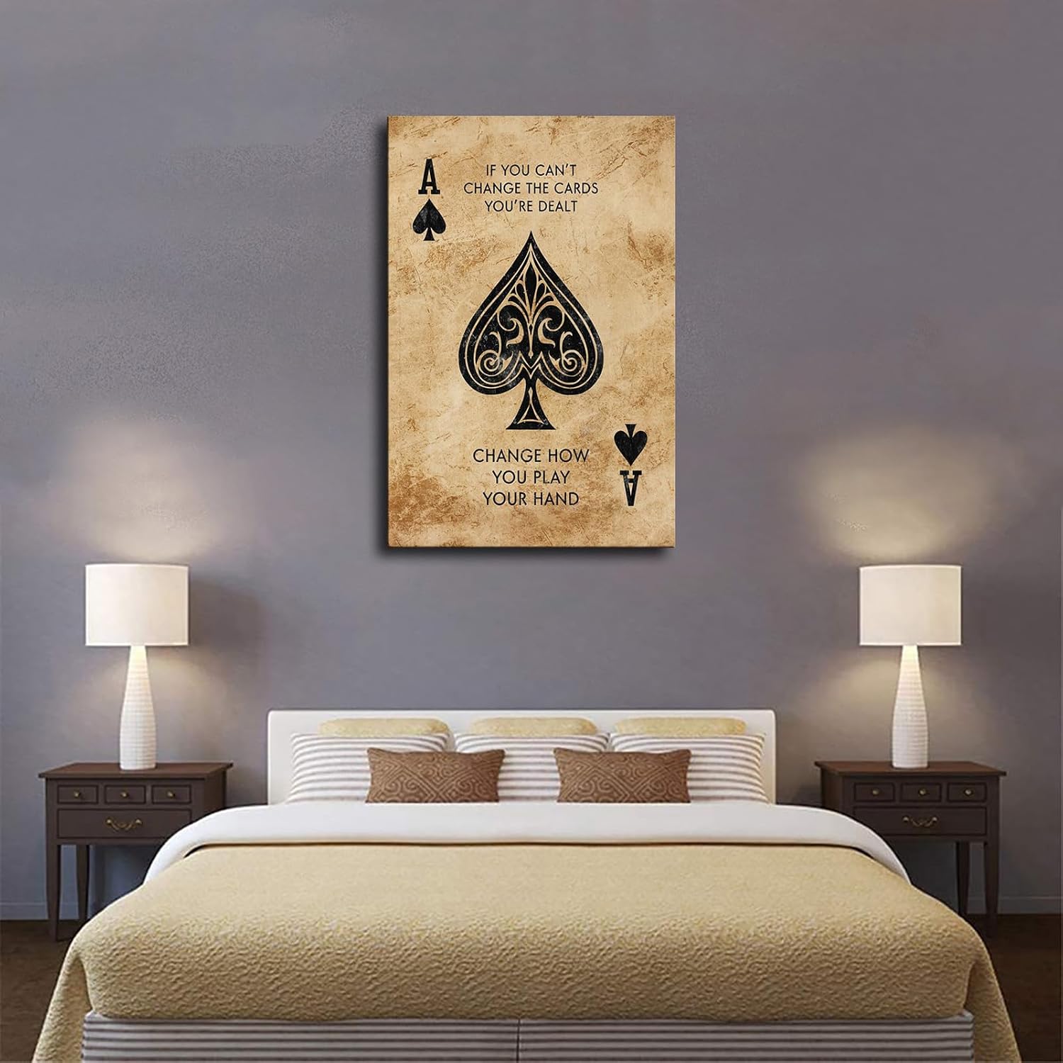 Wall Art Canvas Prints- Poker Inspirational Ace of Spades Game Motivational Quotes 3 Posters Room Aesthetics-Best decoration for kitchen living room bedroom office gym etc (24x36inch-Framed)