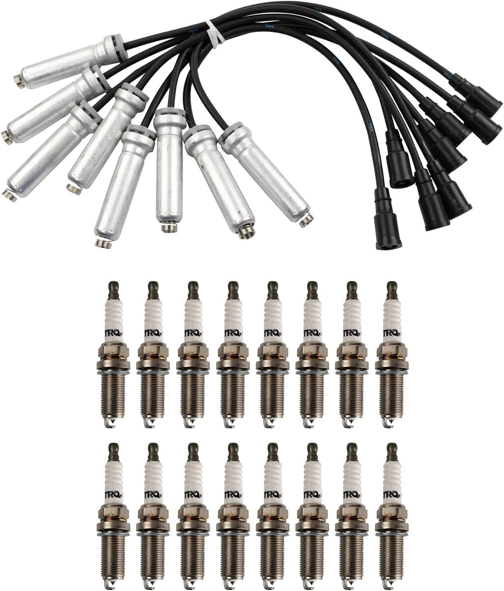 TRQ Ignition Coil & Spark Plug Kit Iridium 17 Piece Compatible with 2017-2019 Ford F-250 F-350 Super Duty V8 6.2L
