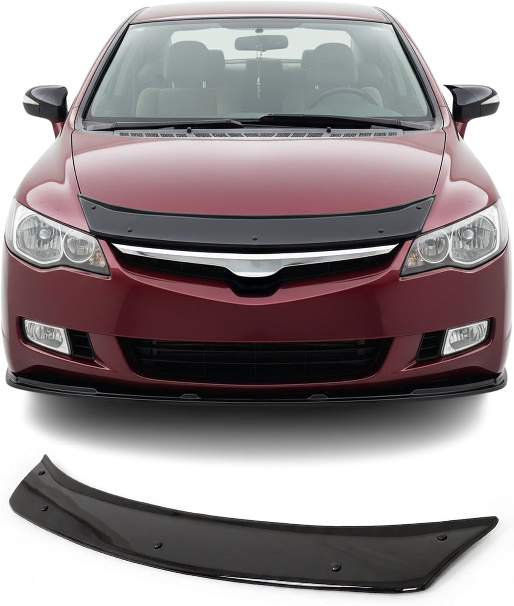 Hood Deflector Guard fits Honda Civic 2006-2012, Bugflector Bug & Bonnet Shields, Black ABS Hood Protector, Protects from Particles & Bug, All Weather Durable Car Exterior Accessories