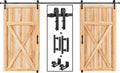 EaseLife 16 FT Double Sliding Barn Door Track and Handle Hardware Kit,Basic J Pulley,Slide Smoothly Quietly,Easy Install (16FT Track Kit for 44'~48' Wide Double Door)