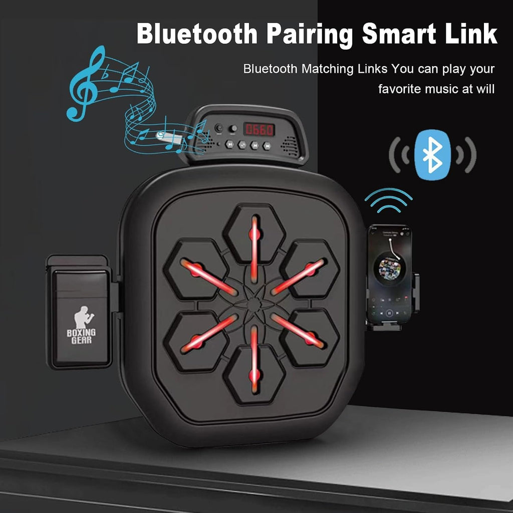 Music Boxing Machine, Smart Wall Mounted Boxing Target with 2 Pairs of Boxing Gloves for Office, Entertainment Center