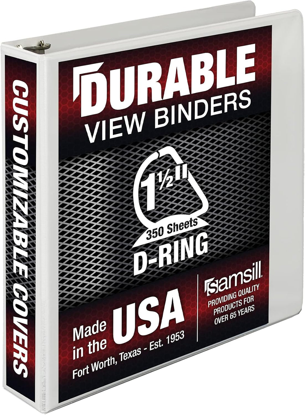 Samsill Durable 1.5 inch 3 Ring Binder, Made in USA, D Ring Binder, 100% Recycled Chipboard, White, Pallet of 480 Binders in 40 Cartons
