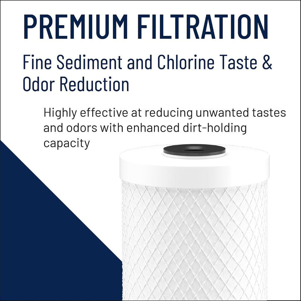 Pentair Pentek CBC-20BB Big Blue Carbon Water Filter, 20-Inch, Whole House Carbon Block Replacement Cartridge with Bonded Powdered Activated Carbon (PAC) Filter, 20' x 4.5', 0.5 Micron