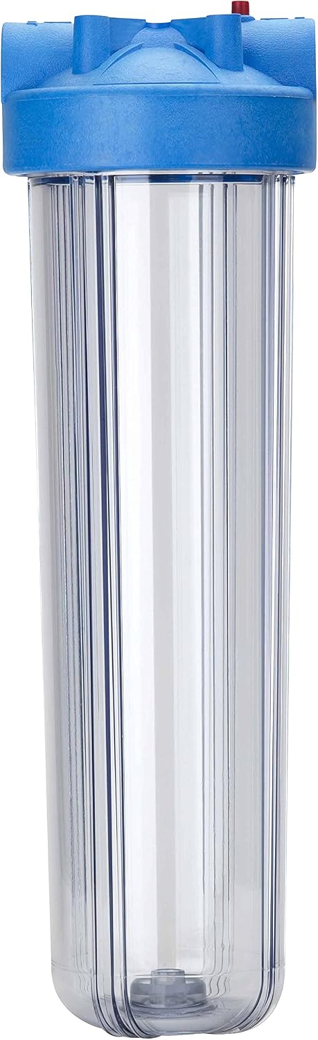 Pentair Pentek 166201 Big Clear Filter Housing, 1' NPT, 20-Inch, Clear Sump, Pressure Relief Button, Fits 20' x 4.5' Cartridges, Whole House