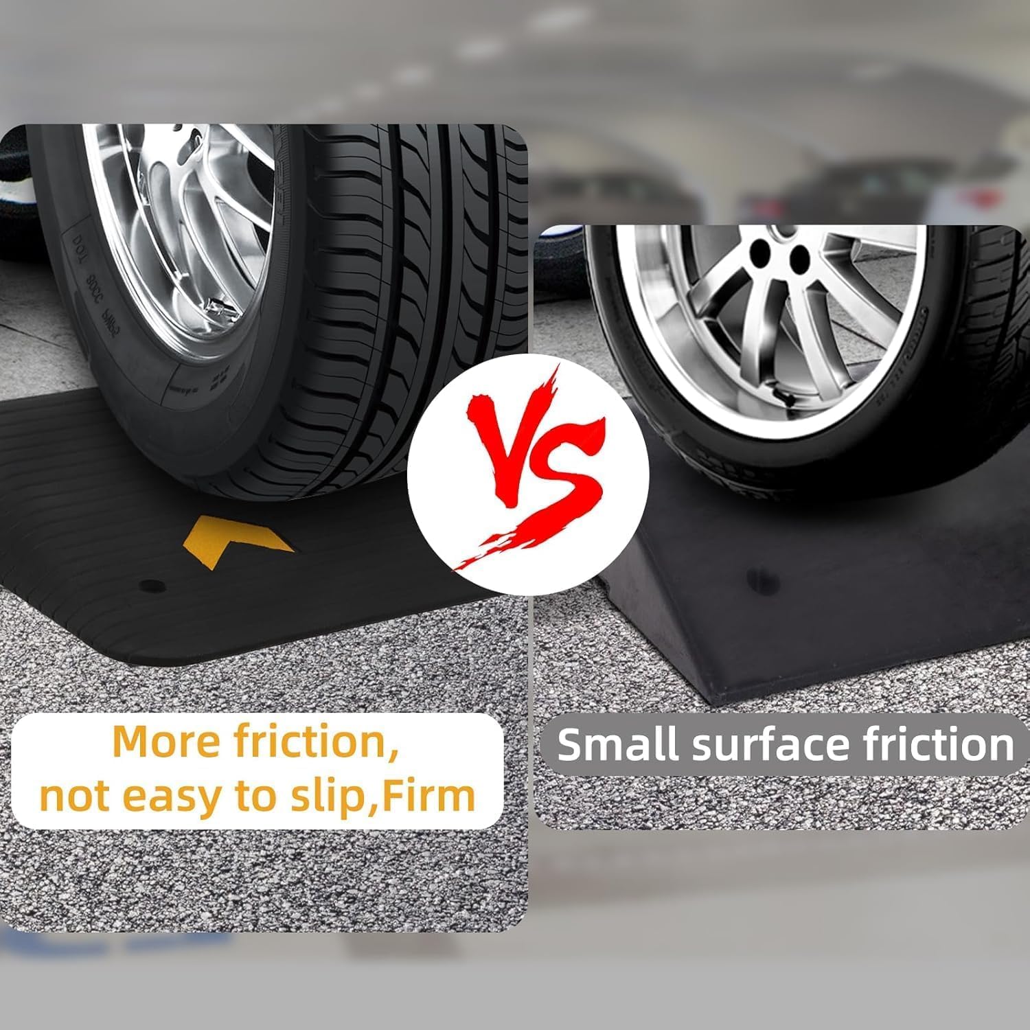 4 Inch Rise Rubber Threshold Ramp, Heavy Duty Non-Slip Ramp with Anti-Shift Spikes for Wheelchairs/Scooters, UV-Resistant Door Ramp for Home/Store Entryways