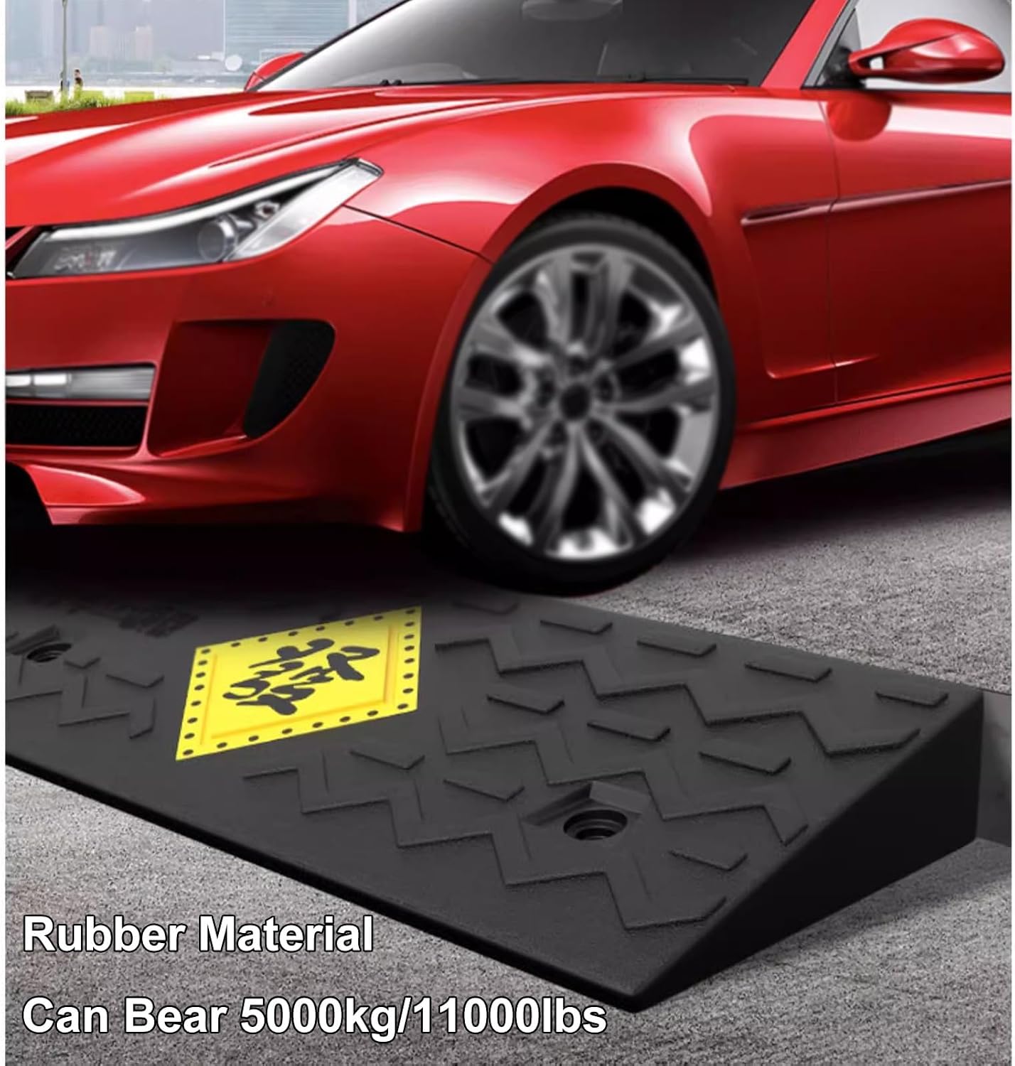Auto Curb Ramps, Rubber Ramp, 1.6-5.9 In Rise Height Driveway Ramp, Door Threshold Ramp, for Driveway, Loading Dock, Sidewalk, Car, Scooter, Bike, Motorcycle, Wheelchair, Golf Cart(100*25*5cm