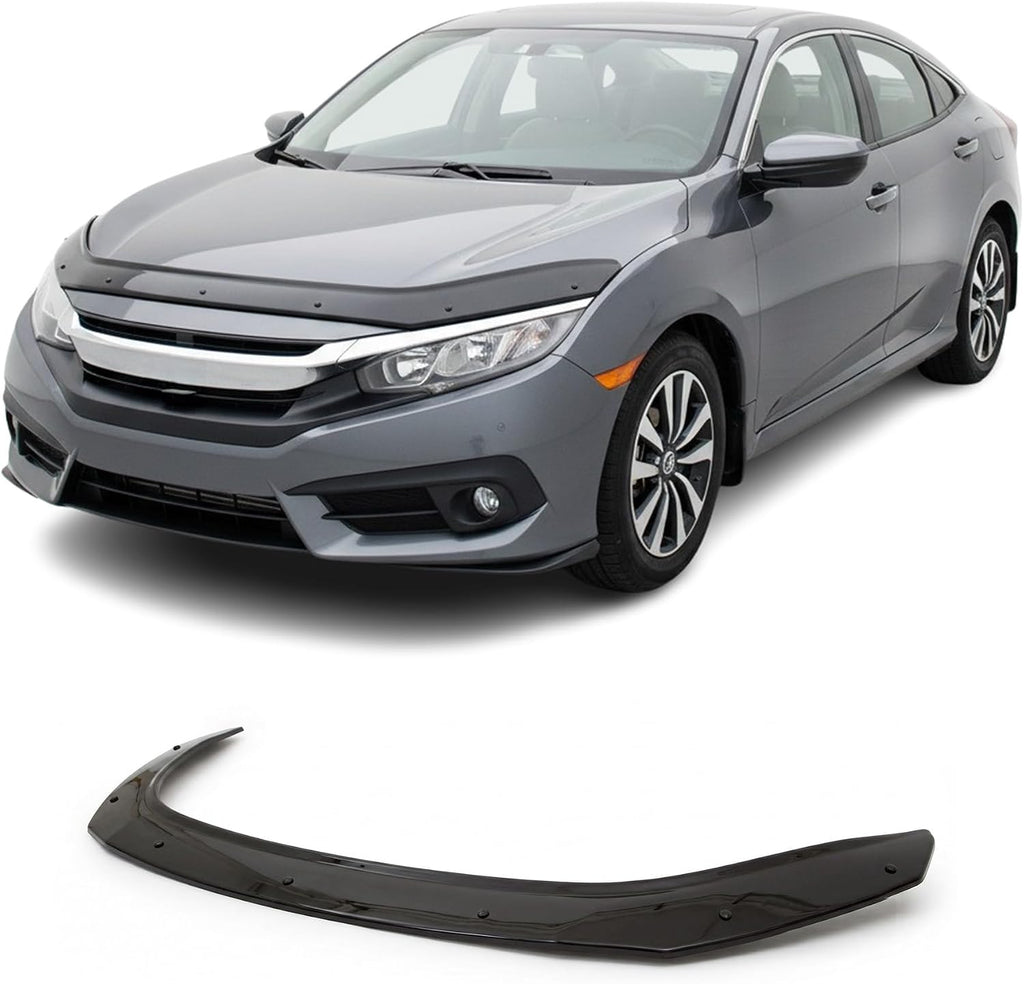 Hood Deflector Guard fits Honda Civic 2016-2021, Bugflector Bug & Bonnet Shields, Black ABS Hood Protector, Protects from Particles & Bug, All Weather Durable Car Exterior Accessories