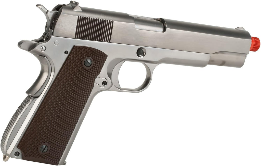 Evike Airsoft - WE-Tech Gen2 Metal Airsoft 1911 GI Full Size GBB Airsoft Pistol (Color: Silver/Gas) - (PID: 32730)