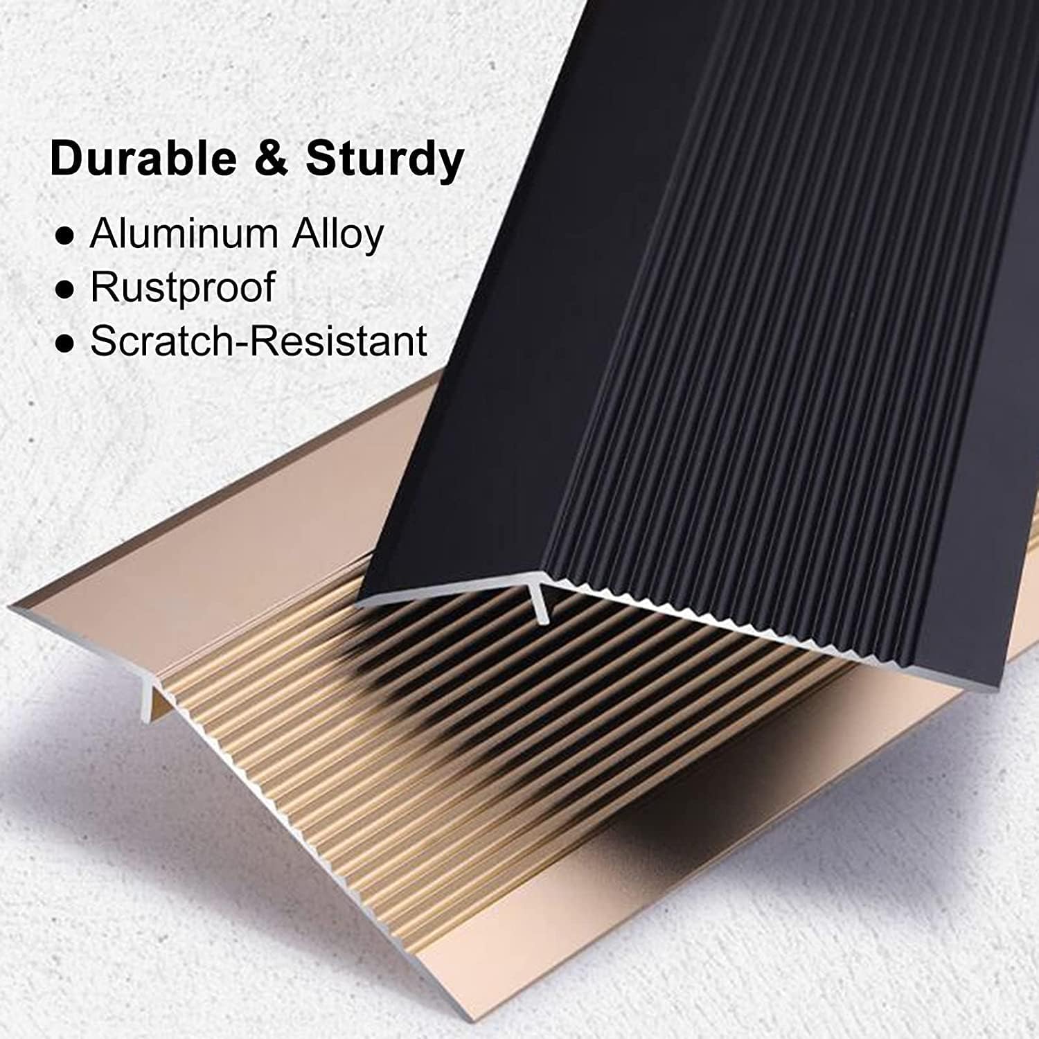 Floor Transition Strip Walkers Entry Ramp, Doorway Thresholds Reducer dor Kindergarten Hotel, Aluminum Floor Cover Edge Trim Strips Tile to Wood, Wide Floor Ramp Joining Strip ( Color : Black , Size :