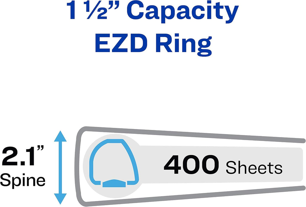 Avery Heavy-Duty View 3 Ring Binder, Extra Wide, 1.5' EZD Rings, 1 White Binder (01319) (Pack of 12)