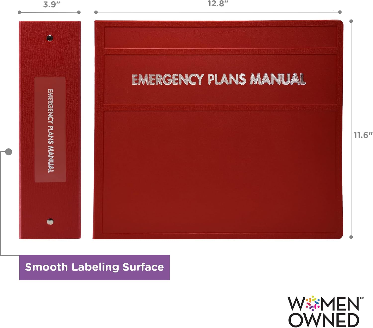 Carstens 4-Inch Heavy Duty Emergency Plans Round Ring Binder – Side Opening, Brick Red, Case of 10, Durable Plastic, No Pockets, Holds 600 Sheets, Made in USA (1891-3RCS)