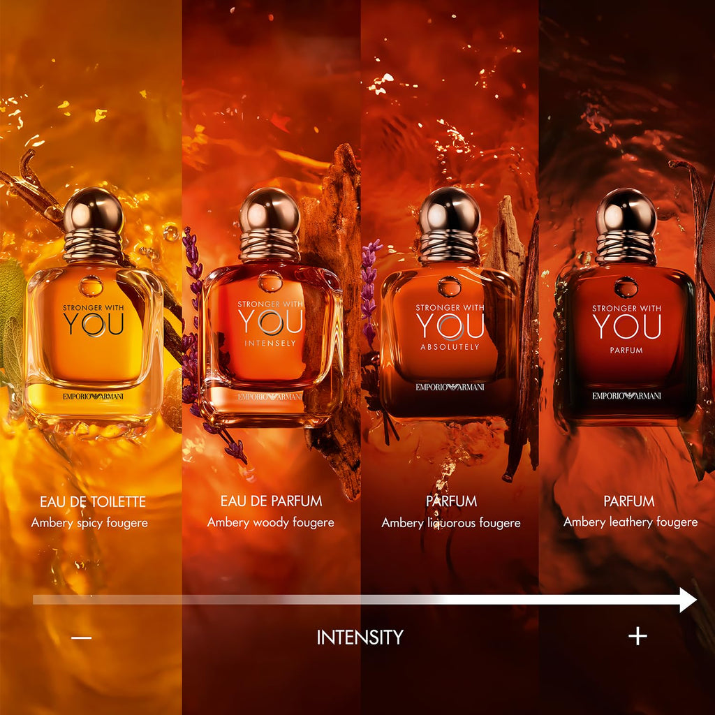 Armani Beauty - Stronger With You Intensely - Cologne for Men - Fougère Ambery Woody Men's Fragrance - Pink Pepper, Lavender, Vanilla Notes