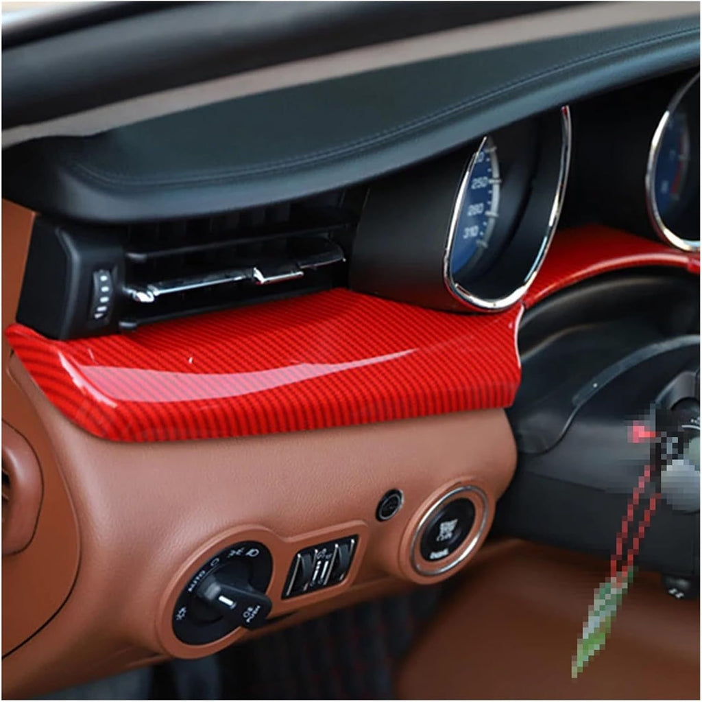 Dashboard Panel Decoration Cover Trim Compatible with Maserati Quattroporte 2014-2021 Carbon Fiber Car Interior Accessories(Red Carbon Fiber-LHD)
