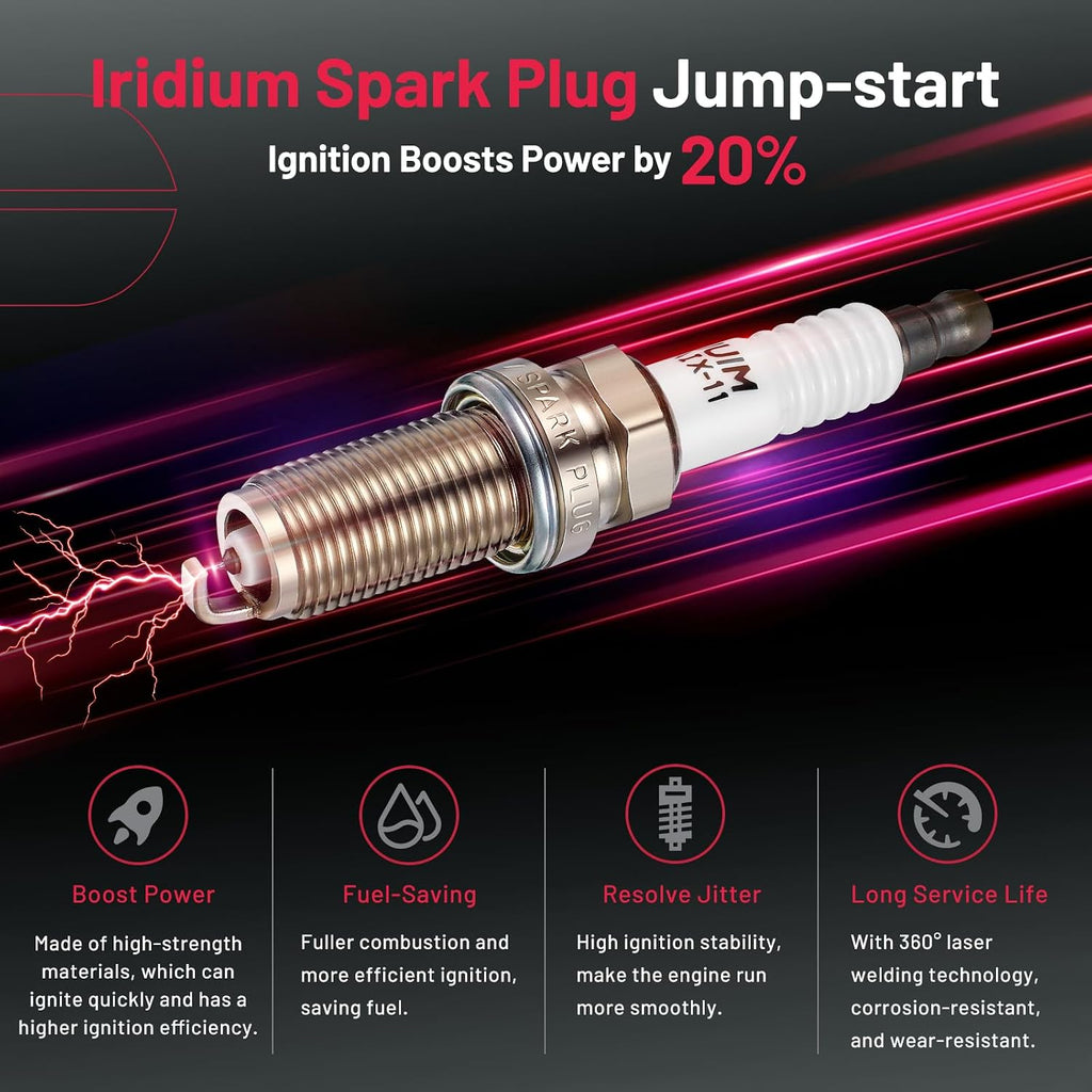 BDFHYK Ignition Coil Pack UF601 and Iridium Spark Plugs 4469 Compatible with Jeep Commander Grand Cherokee 08-09 Dodge Dakota 08-10 Durango 08-09 Ram 1500 08-10 Chrysler Aspen 08-09 4.7L V8 Set of 8